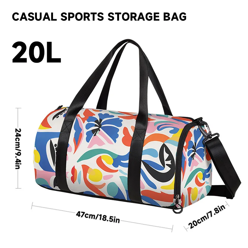 

National Tide Wind Floral Travel Training Yoga Swimming Dry Wet Separation Independent Shoe Bin Exercise Fitness Bag