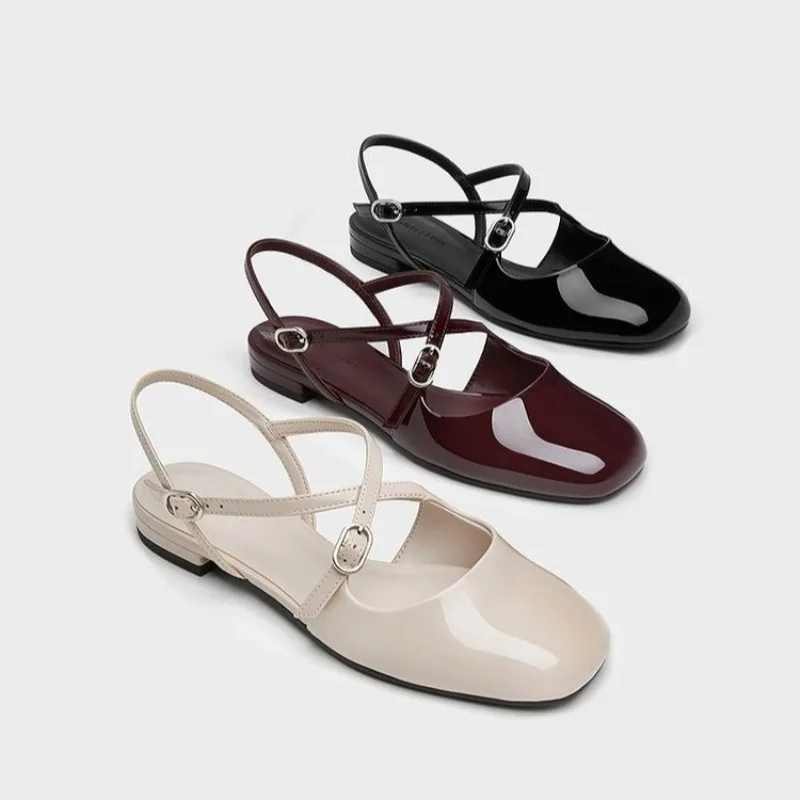 

2025 High Quality Women New Fashionable and Versatile Mary Jane Shoes Buckle Square Toe Shoes Casual and Comfortable Sandals