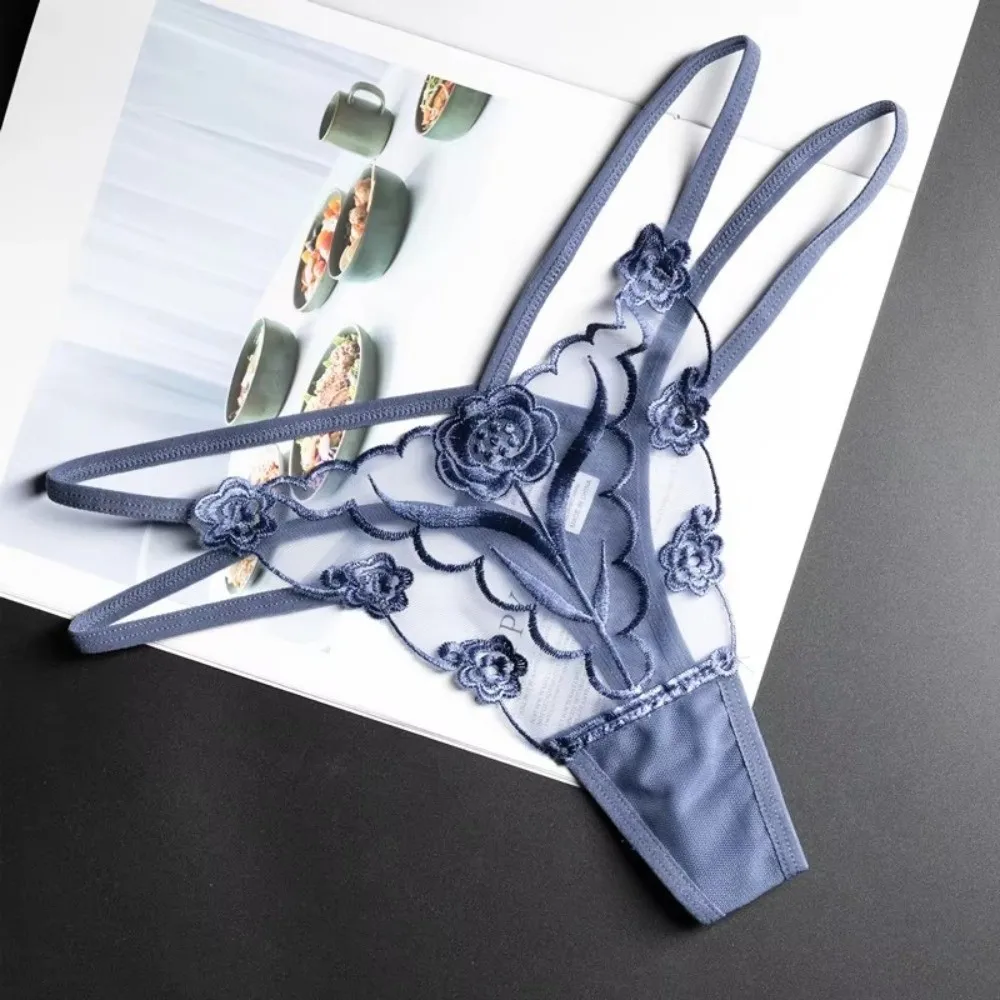 Romantic T-back Women Panties Thin Strap Seamless Mesh Thongs Lingerie Transparent Female Underwear Daily