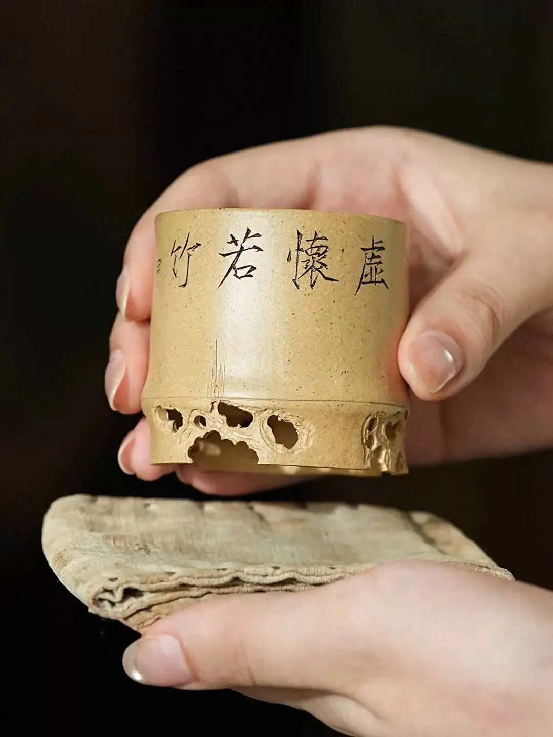 Yixing Tea Cup, Humble As A Bamboo, Ben Shan Segment 70C, Handmade Imitation Premium Purple Clay Master Cup