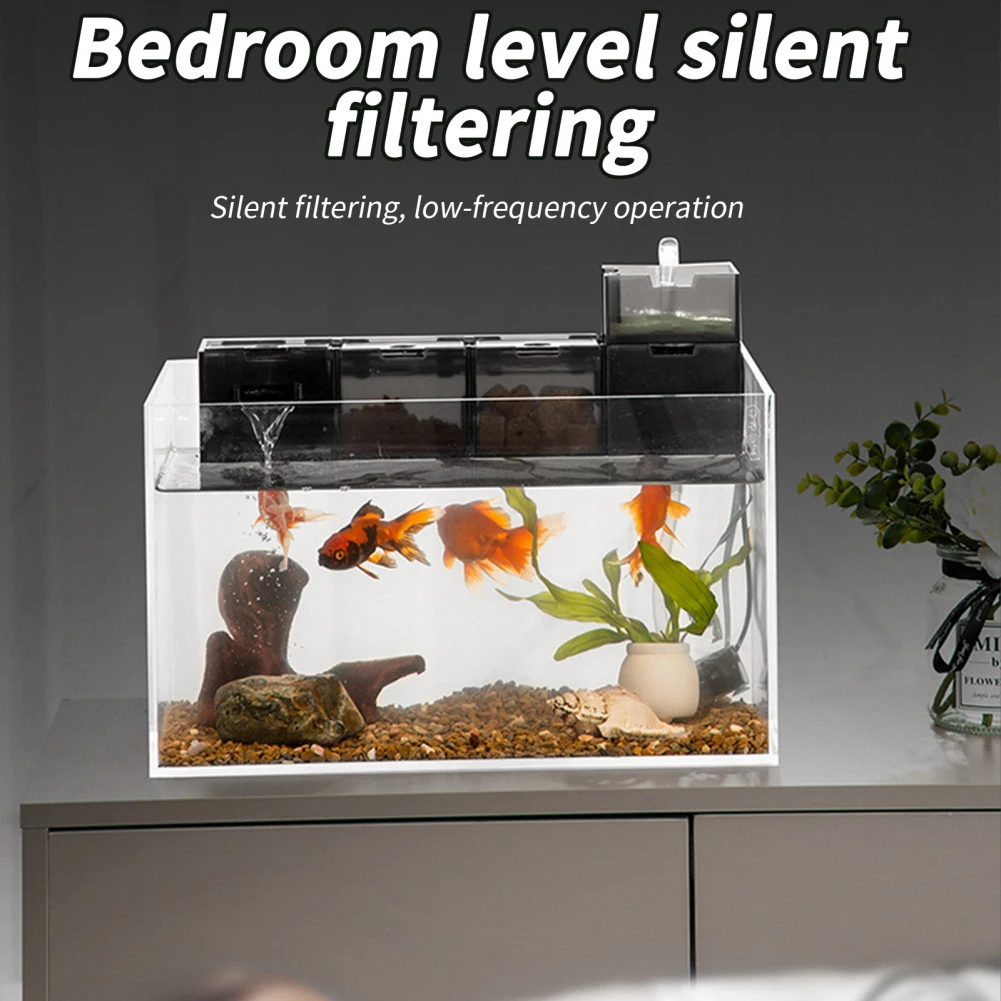 Fish Tank Waterfall Filter Box 3-in-1 Oxygenated Wall Mounted Built-in Silent Circulating Water Purifier For Fish Tank Aquarium