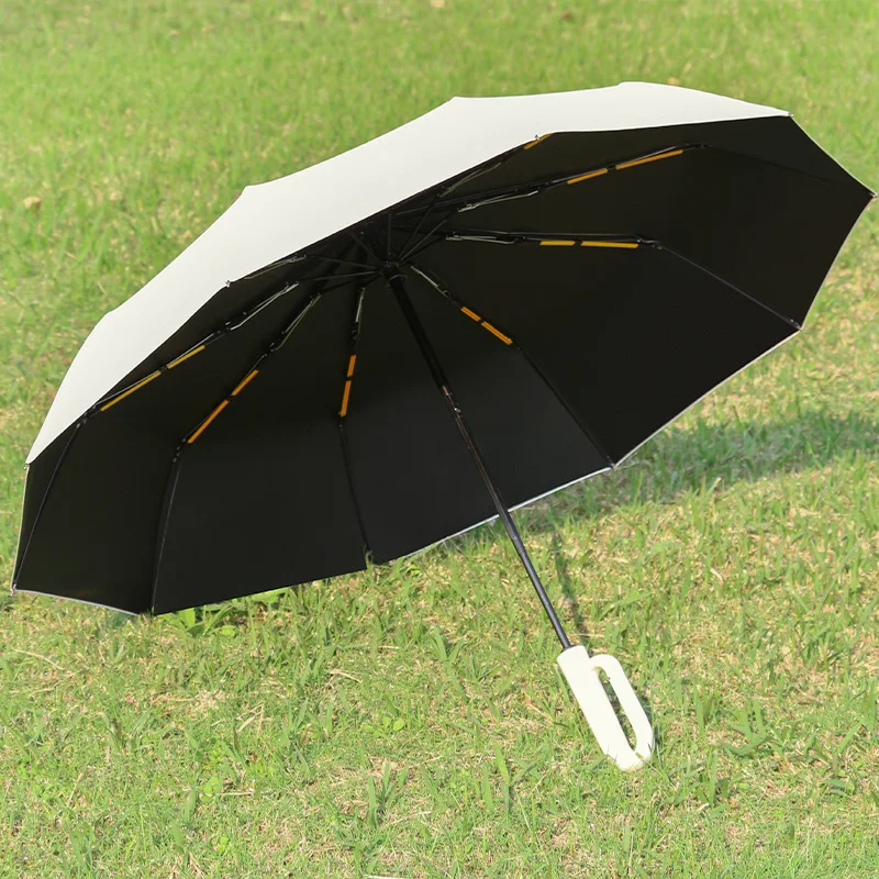 10 K 20 Bone Umbrella Triple Fold Increase Wind Resistance Durable Double Umbrella Black Coating UV Protection Women's Sunshade