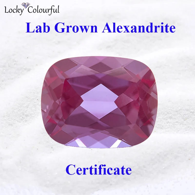 

Lab Grown Alexandrite Stone Purple Color Rectangle Cushion Shape Charms for Diy Jewelry Making Rings Selectable AGL Certificate