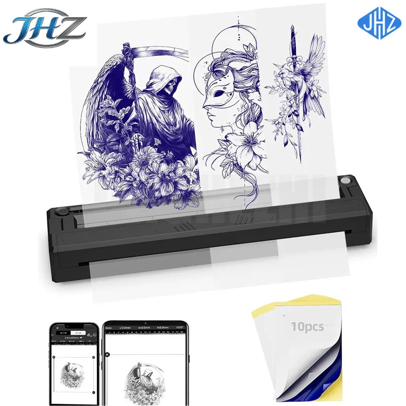 

Беспроводной Bluetooth мини-принтер для тату JHZ: для татуировщиков и начинающих, совместим с мобильными телефонами/планшетами/ПК