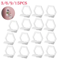 3-15Pcs Wall Mounted Hexagon Wall Shelf Flower Pot Display Stand Punch Free Handicraft Display Rack for Living Room Bedroom Dect