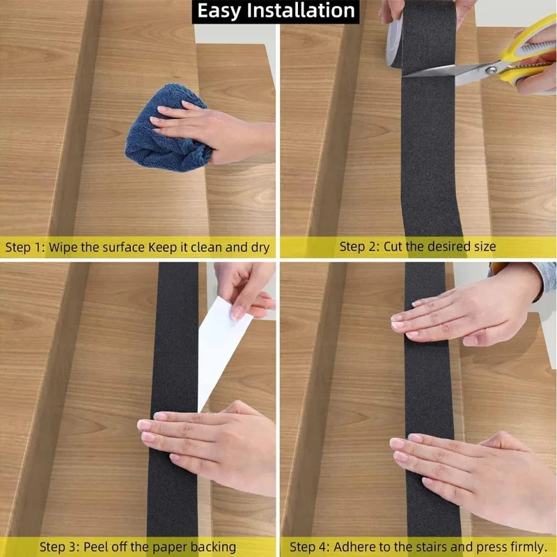 Black Frosted Anti-slip Tape Anti-frosted Slip Strips for Stairs Self-adhesive Bathroom Floor Steps Waterproof Anti-slip Warning image 2