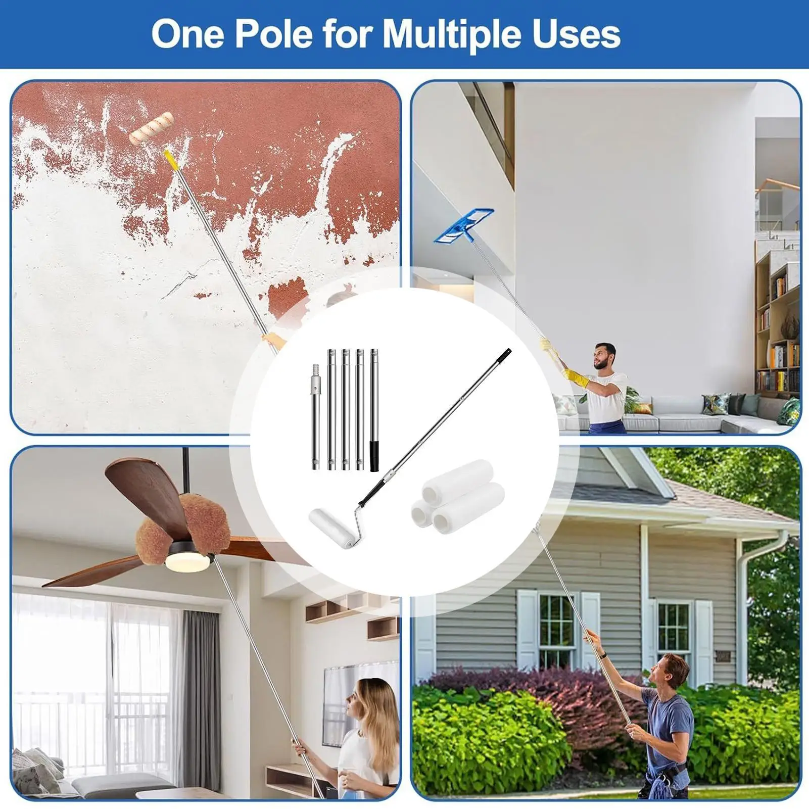 

Набор малярных валиков, кисть для малярного валика, принадлежности для покраски стен, 9-дюймовый выдвижной набор инструментов для масляных латексных пятен, обустройство дома