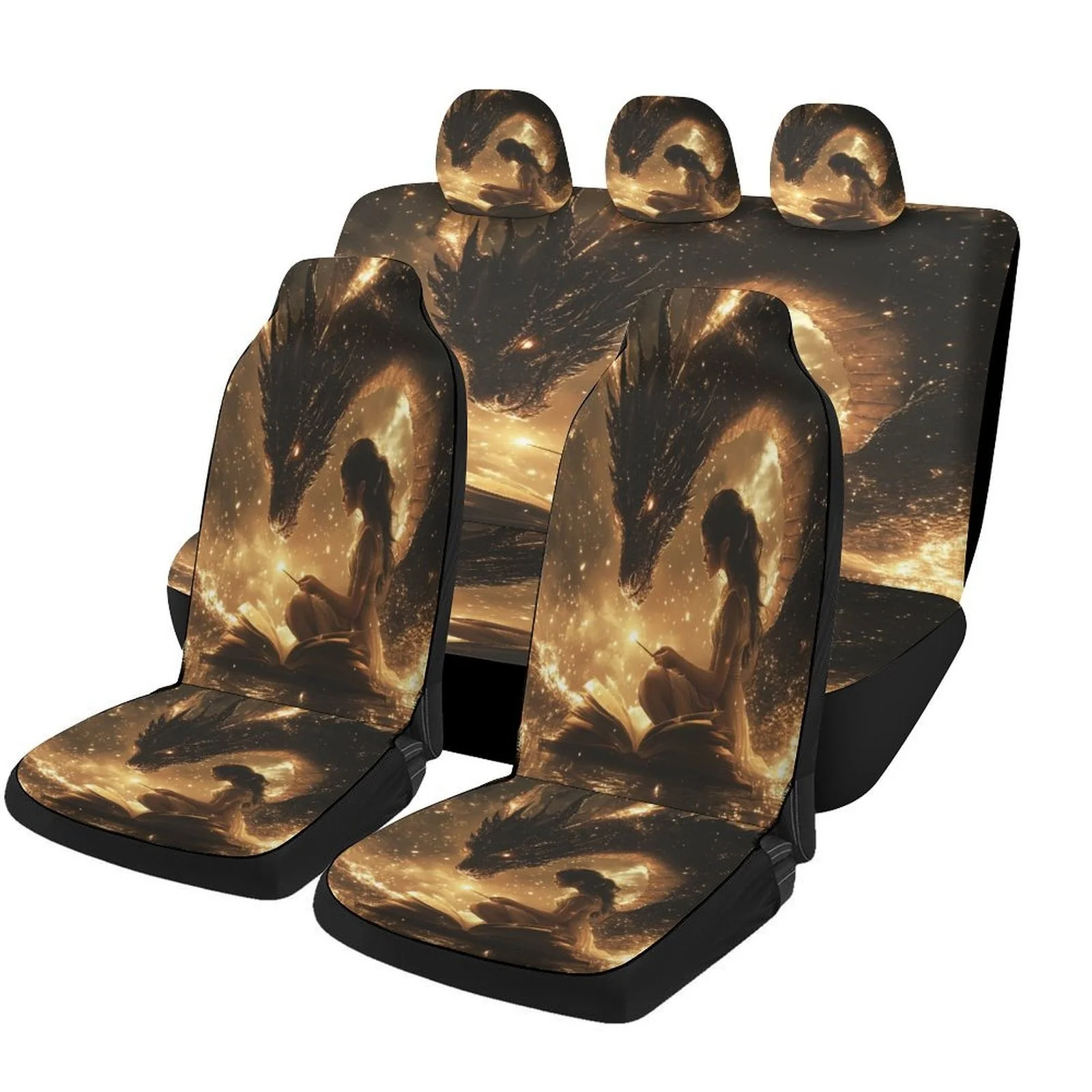 Set Set Of Car Seat Covers Featuring A Dragon And Reader Theme, Suitable For Various Vehicles. Stylish And Durable, This Complete Se - Aliexpress Deal