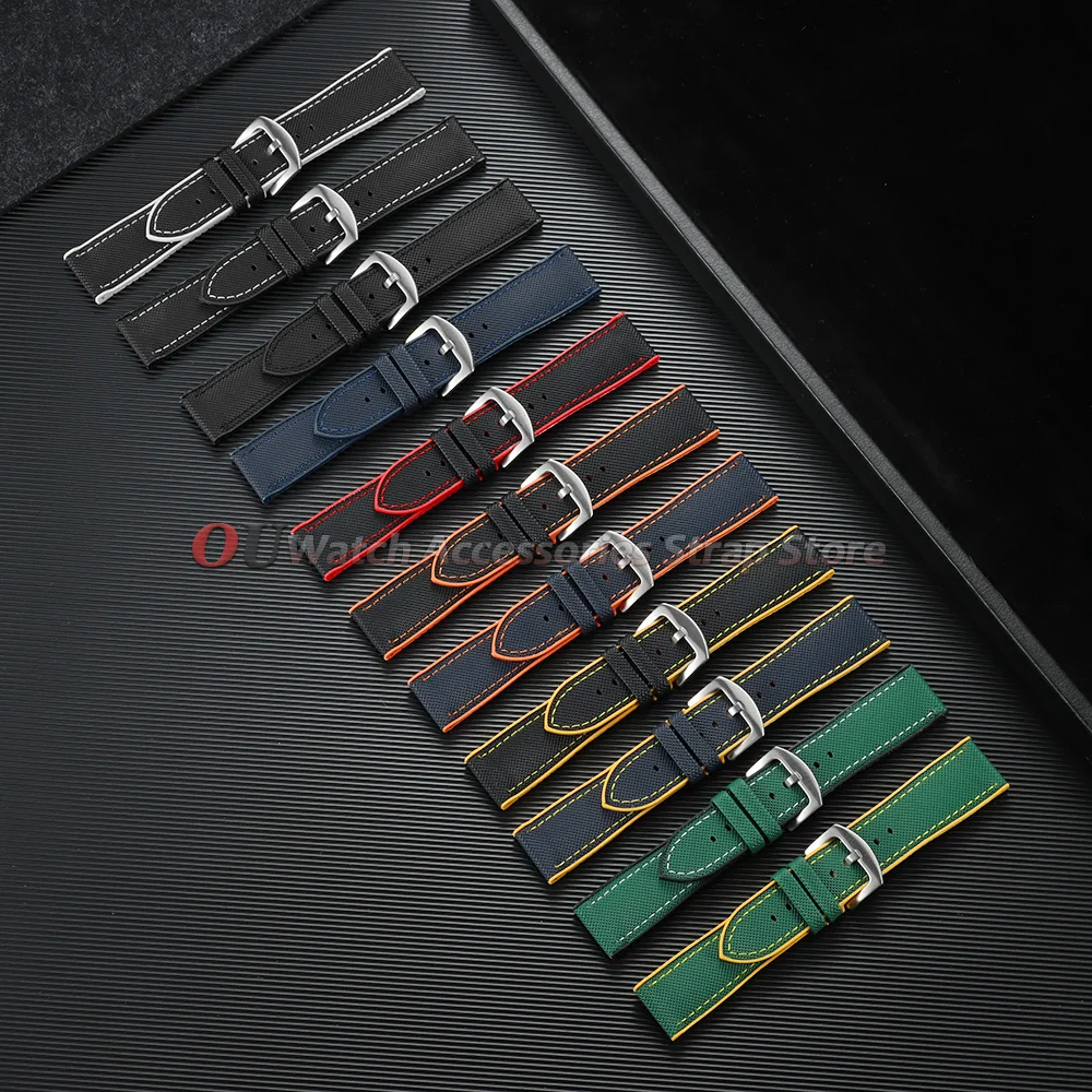 18mm 19mm 20mm 21mm 22mm 24mm Nylon Sailcloth Rubber Hybrid Watch Band Replace Watch Strap Silicone Waterproof Men's Bracelets image 2