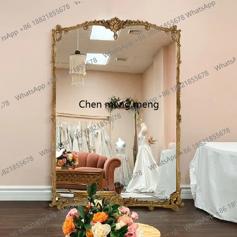 CC French high-end full-body mirror princess wind wall-mounted floor mirror retro living room changing mirror