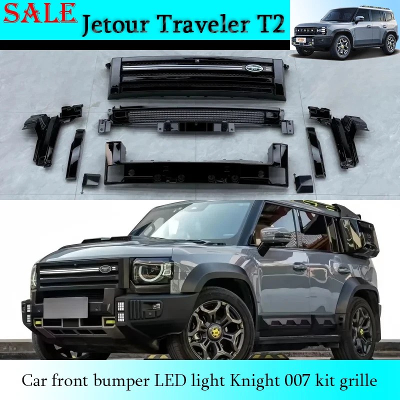 

Fit for Jetour Traveler T2 2023-2025 Automobile Front Bumper LED Light Knight 007 Kit Grille Car Exterior Decoration Refit Parts