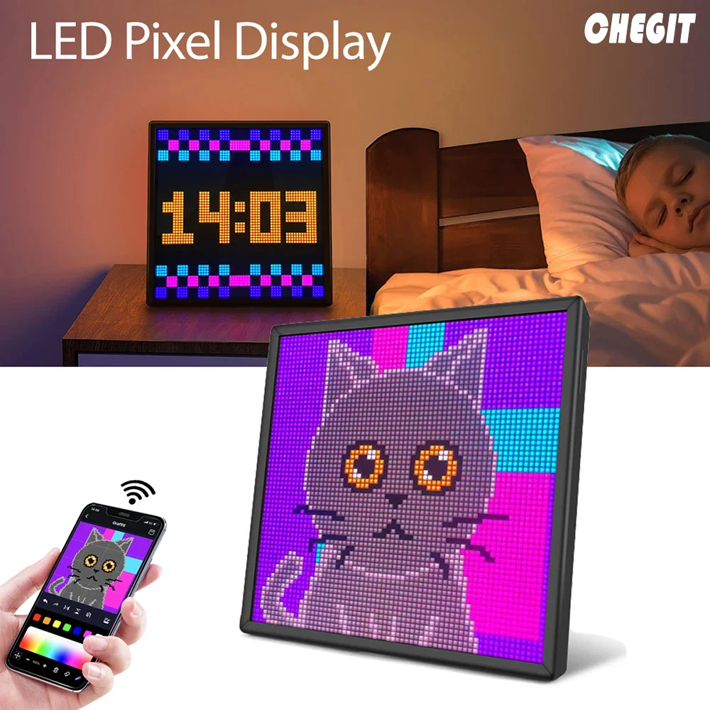 LED Smart Pubblicità Luce Segno Display digitale Matrix Pixel Schermo USB 5V Cornice Bluetooth APP Animazione fai da te Divertimento Testo