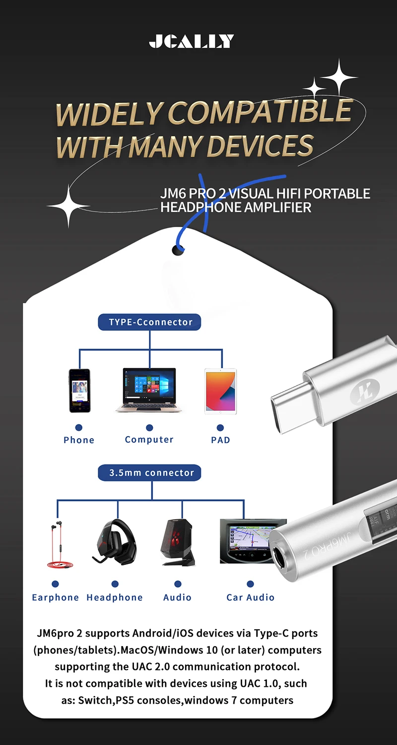 JCALLY JM6 Pro2 Digitaler Audio-Adapter CX31993 DAC MAX97220 OPAMP Chip Hi-Fi-Audio-Decoder Typ C auf 3,5 mm Kopfhörerverstärker – Detail 13