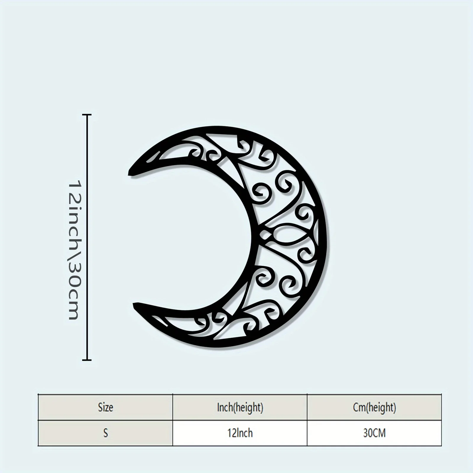 CIFBUY Wrought Iron Crescent Moon Wall Art Boho Mandala Metal Decor Black Cutout Silhouette Hanging for Bedroom Living Room