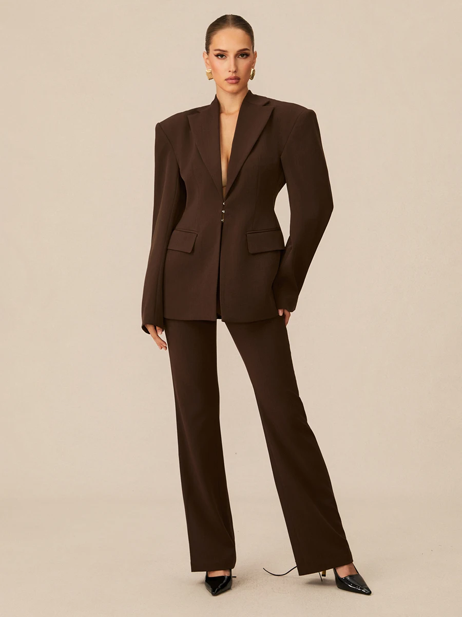 TWOTWINSTYLE الصلبة تقسم الدانتيل يصل قطعتين مجموعات للنساء التلبيب طويلة الأكمام السترة عالية الخصر بانت تصميم تحسس مجموعة الإناث #4