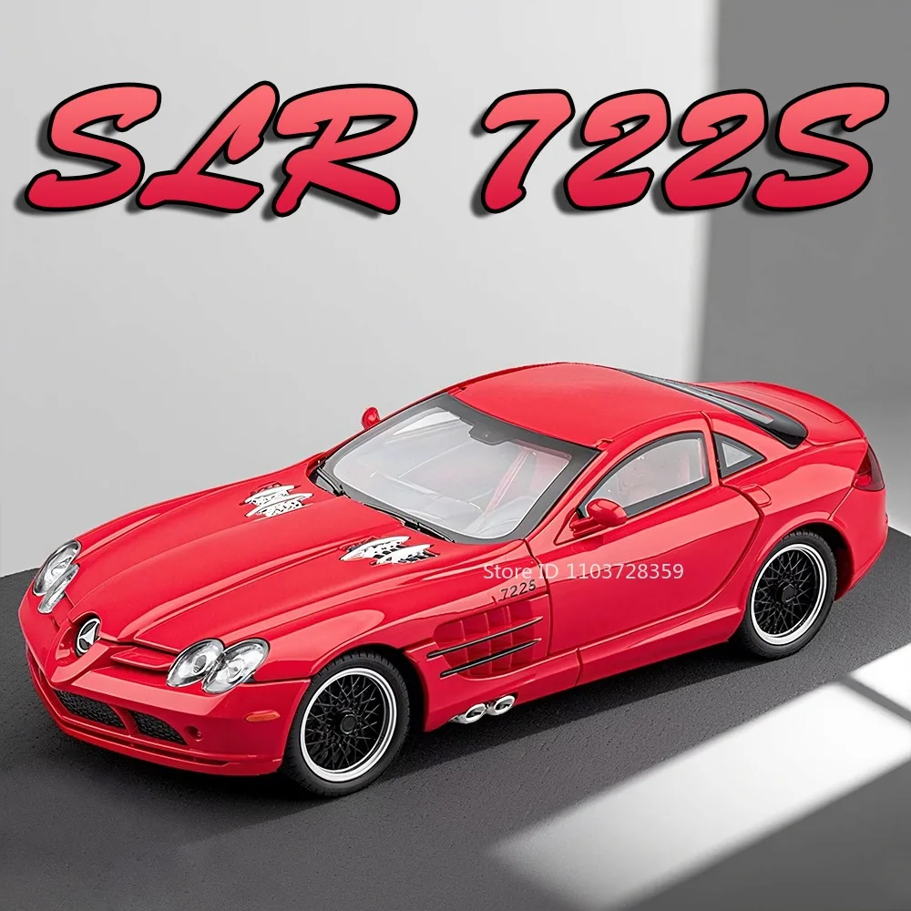 

1:24 SLR 722S SLS Модель Суперкар Игрушки из сплава Литой под давлением Звук Свет Двери Открытые Амортизация Откатный Орнамент Спортивные автомобили