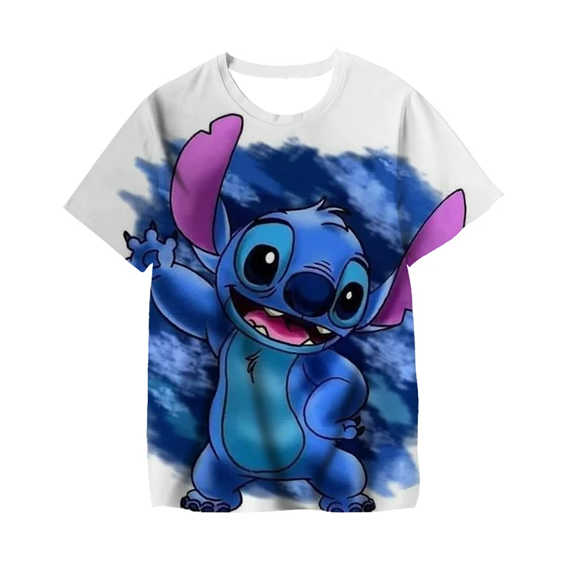 Camisetas de Disney Stitch para niñas, camiseta informal de manga corta, ropa suave de dibujos animados para niños, camisetas Kawaii para niños, camisetas sueltas para niños