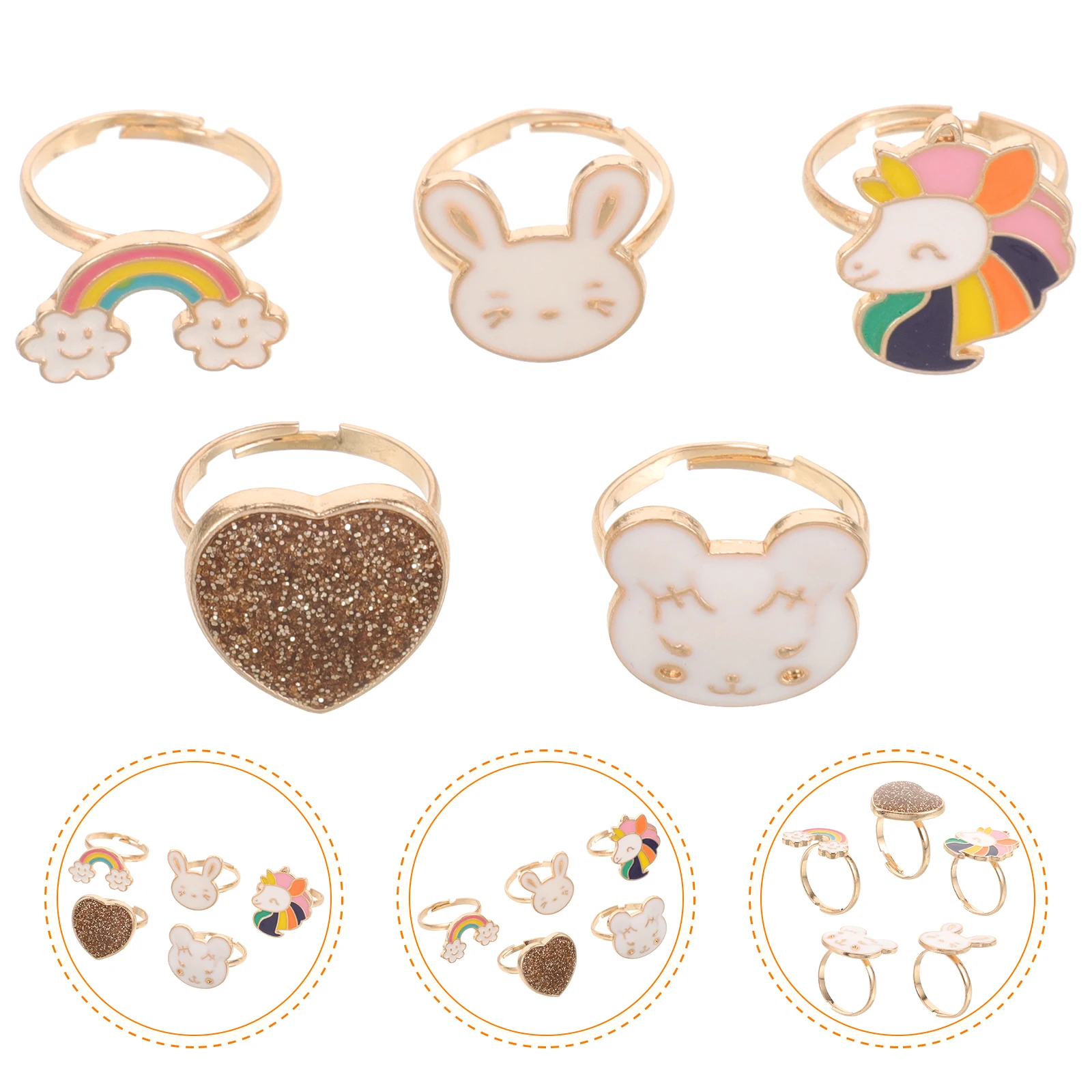

5 Pcs Kids Fashion Birthday Christmas Gift Gift Fashion Engagement Rings Christmas Wedding Wedding Rings Jewelry