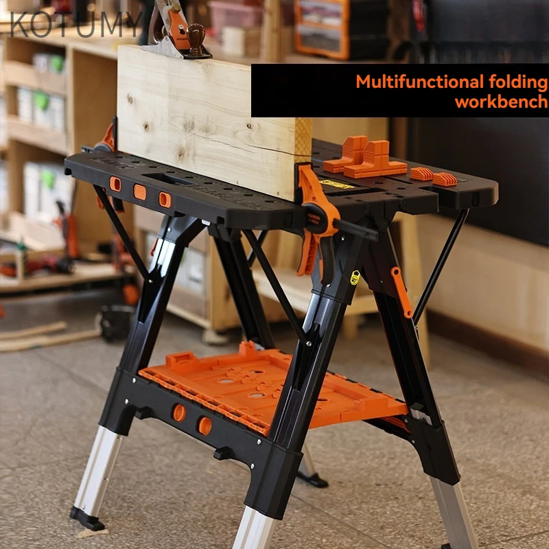 KOTUMY Multifunctional Portable Workbench, Foldable Mobile Woodworking Table Small Household DIY Operation Work Station