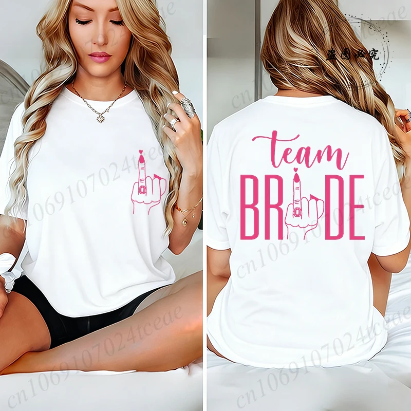 面白い結婚式の企画パーティー女性の Tシャツ夏のファッション Tシャツ衣類花嫁チーム花嫁デザイン Tシャツ半袖