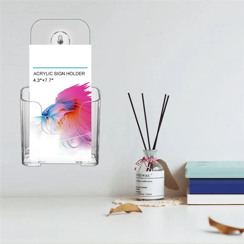 Acrylic Brochure Holder Slant Back Design, Clear Display Stand, Plastic Table Stand Sign Holder 2 Pack