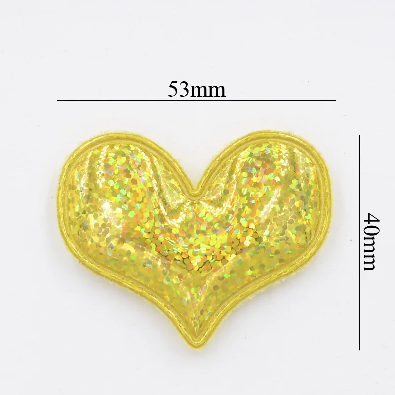 12Pcs Glitter Heart Padded Patches Laser PU Fabric Applique for DIY Hair Clasp Girl Hair Band Headbands Ornaments Accessoies