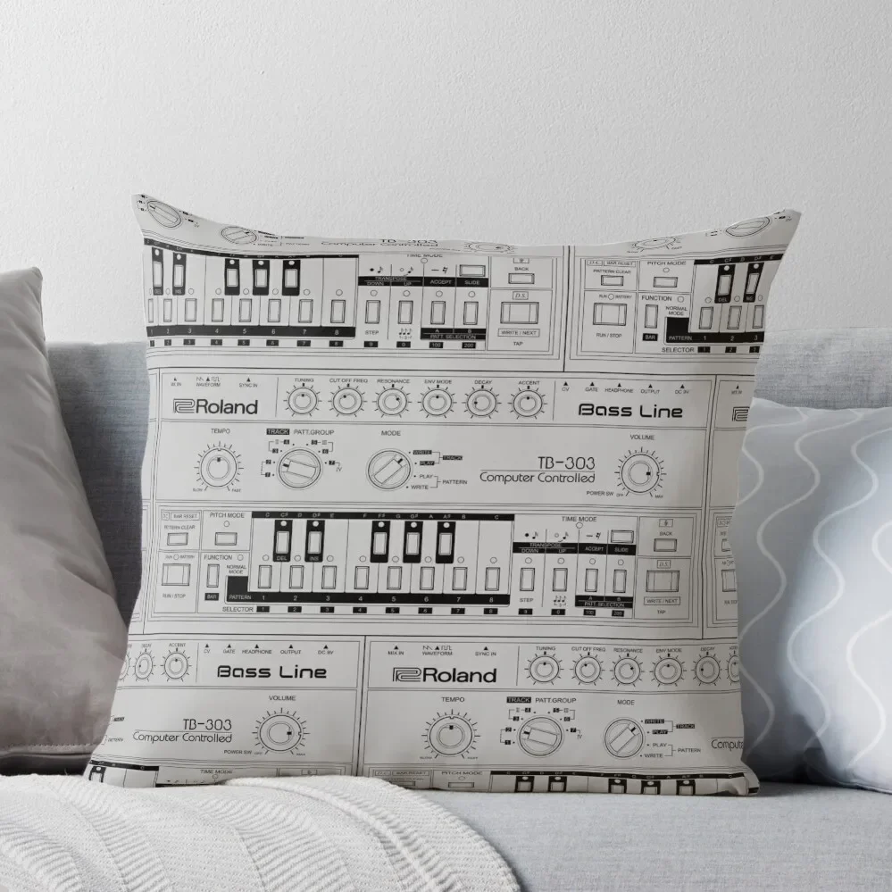 

TB-303 Bass Line Wireframe Throw Pillow Throw Pillow New year Sofa Cover