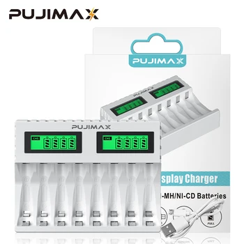 PUJIMAX AA/AAA Ni-MH 충전식 배터리 용 새 LED 디스플레이 스마트 배터리 충전기 독립 충전 배터리 충전기