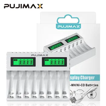 PUJIMAX 新款 LED 顯示器智慧電池充電器,適用於 AA/AAA 鎳氫充電電池,獨立充電式電池充電器 6 最佳銷售 電池充電器 - №4