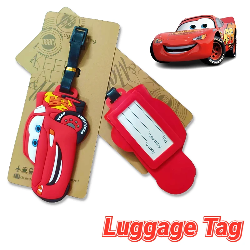 Disney Cars Lightning McQueen Luggage Tag Boys Travel Accessories Cartoon Luggage Label Men Portable Anti-loss Address Name Tag