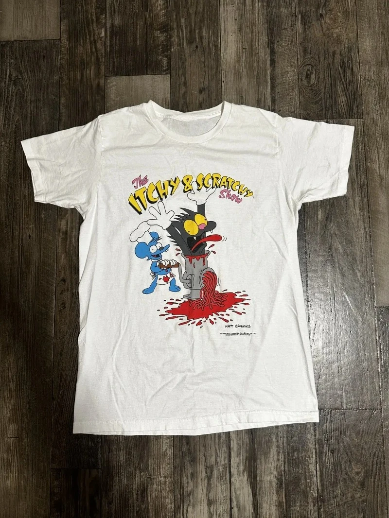 Camiseta The Simpsons-Itchy & Scratchy Show, camiseta unisex S-4XL, camiseta de Papá Noel, camiseta gráfica divertida, camiseta retro de dibujos animados