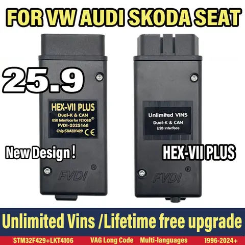 FLY-V2 PLUS Auto Scan com Diagnostic Tools VAG Coding COM HEX Real V2 plus  STM32F429 V25.4 For VW AUDI Skoda Seat VCDS-plus