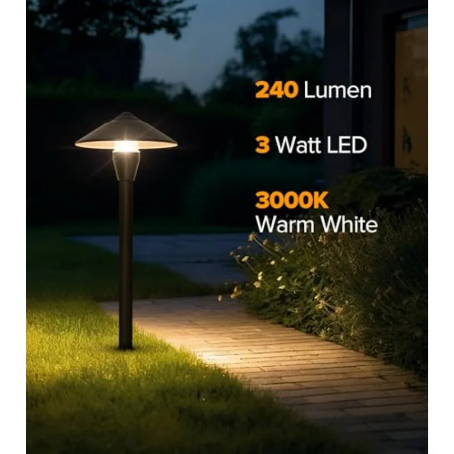12V Low Voltage Pathway Lights Die-cast Aluminum Pathway Lights with Connectors IP65 Waterproof Outdoor Landscape Lighting 3W 2