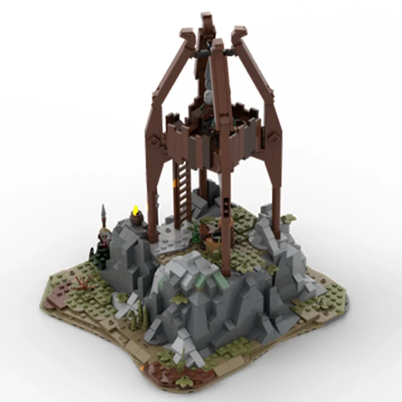 Ladrillos de torre de vigilancia de madera medieval, torre de mirada modular, bloques de arquero, castillo, campana, ladrillos, torre de vigilancia, bloques, regalo medieval