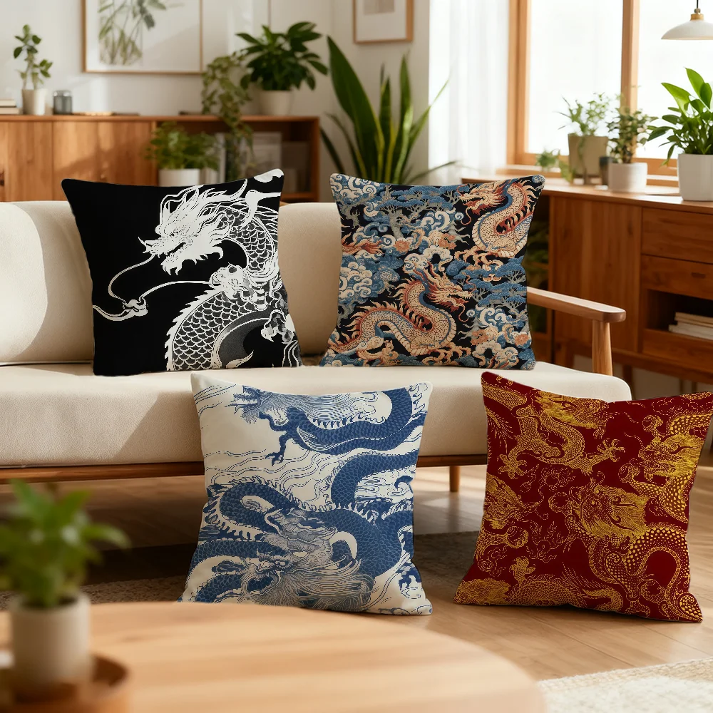Blue and White Dragon Cushion Cover Decoration Room Shop Car Best Home Office Coffee Pillow Sofa Printing Nordic Simplicity Hit