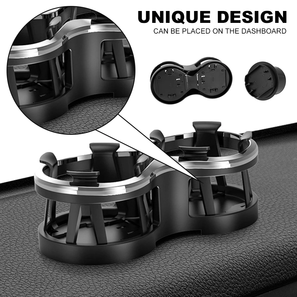 Car Cup Holder 2 in 1 Double Hole Water Bottle Car Cup Holder Universal Cup Holder with Adjustable Base Fits Most Soda Cans