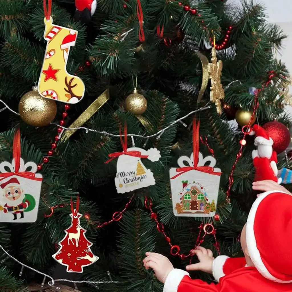 

10Pcs Christmas Tree Decoration Pendant Ornaments Blank Practical Gifts Xmas Tree Decor Hanging for Party Festival Holiday