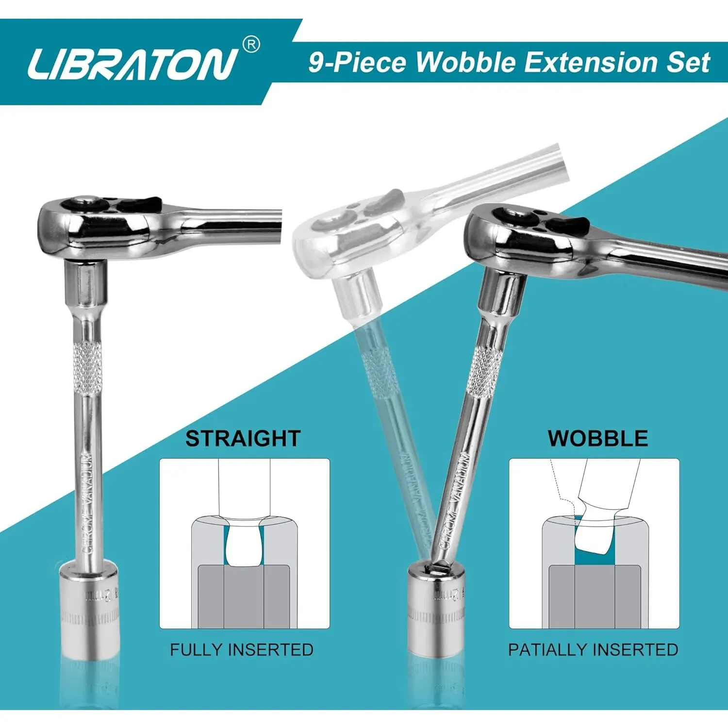 Libraton Wobble Extension Set Socket Extensions Set Ratchet Extensions 1/4\