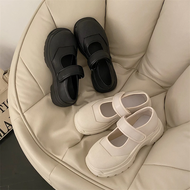 2023 New French Style Women Espadrilles Hook Loop Casual Platform Zapatillas Mujer Black Daily Girls Mary Fashion Vintage Shoes