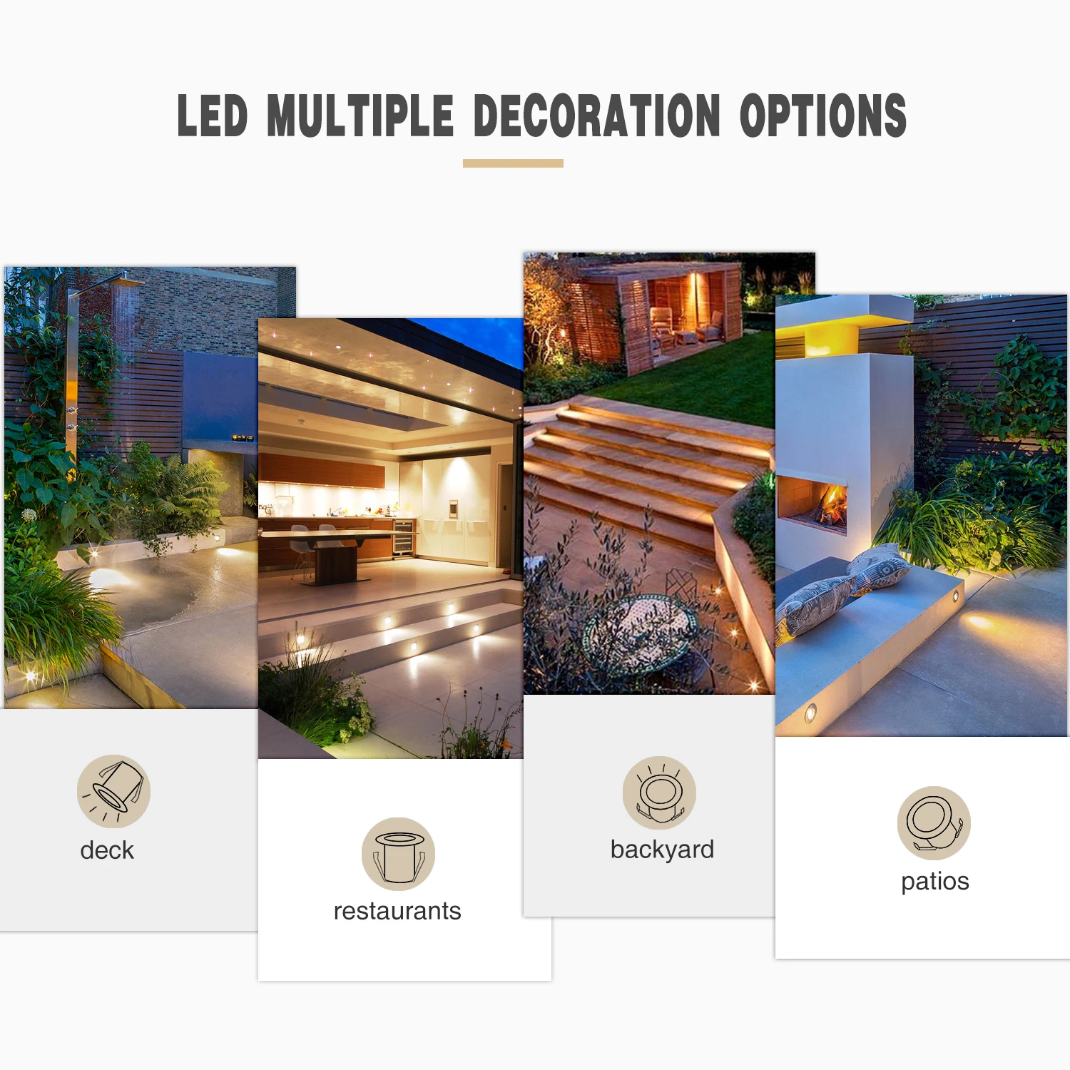 LED Outdoor Lighting  Stainless Steel Patio LED Stair Lamp DC12V 0.6W IP67 SMD2835 Garden Decoration Underground Lamps