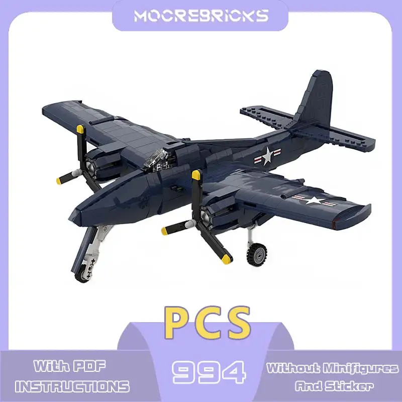 

Heavy Aircraft F7F-3 Tigercat Model Creative Bricks Navy Night Fighter Building Blocks Assembly Small Particle Brick Display Toy