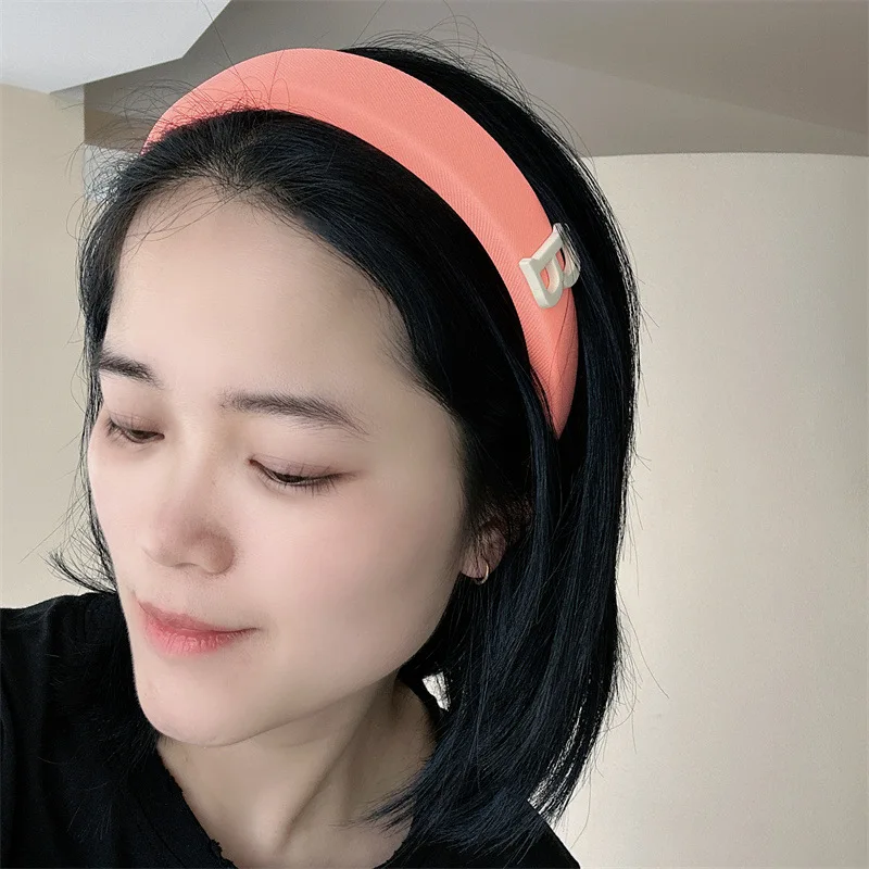 Fluorescent Color Letter B Hairband Wide Headband  Candy Color Sponge Headwear Hair Accessories Korean Fashion Stylish for Women