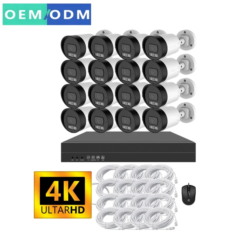 

4k Two Way Audio 16ch Camera Kit Metal Housing 16 Ch Cctv Poe Ip Camera Security System