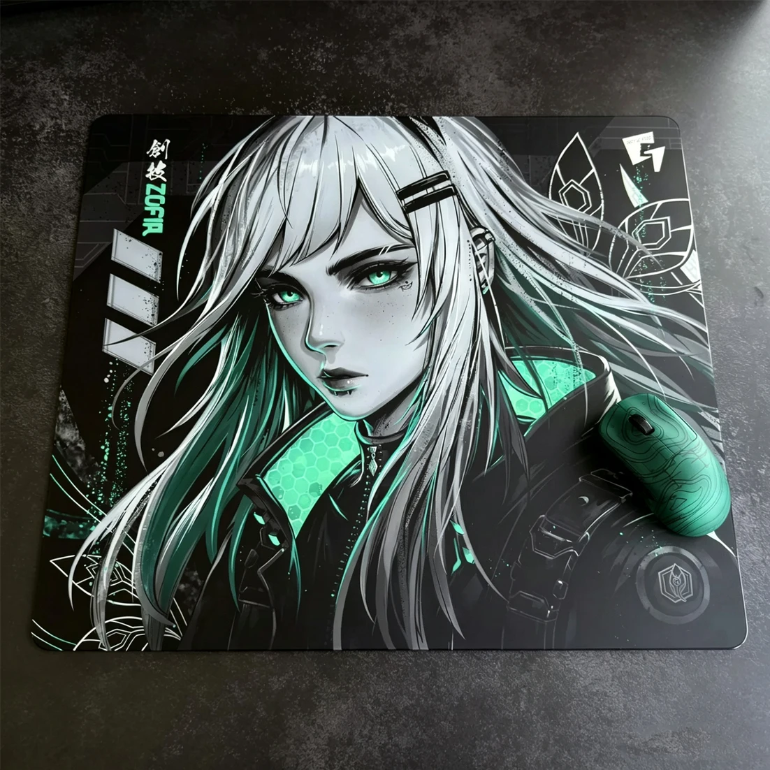 G-glssworks Glass Mouse Pad ZOFIA SORA Limited Edition Micro Etching Desk Mat Extra Large Tempered Glass Mousepad for Gaming FPS