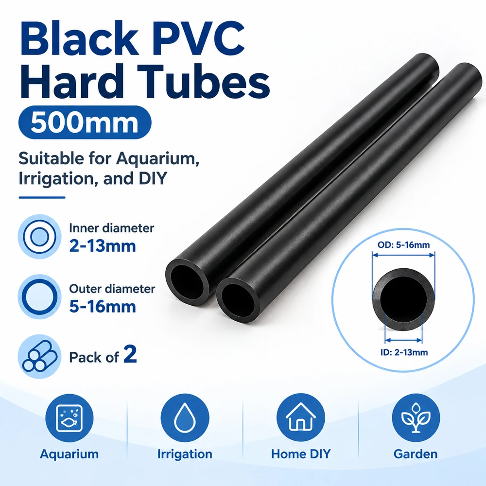 2-10Pcs 50cm Small Plastic Pipe, ID 2mm-13mm, Black PVC Pipe, Garden Irrigation Hard Tube, Aquarium Tank Water Pipe Fittings