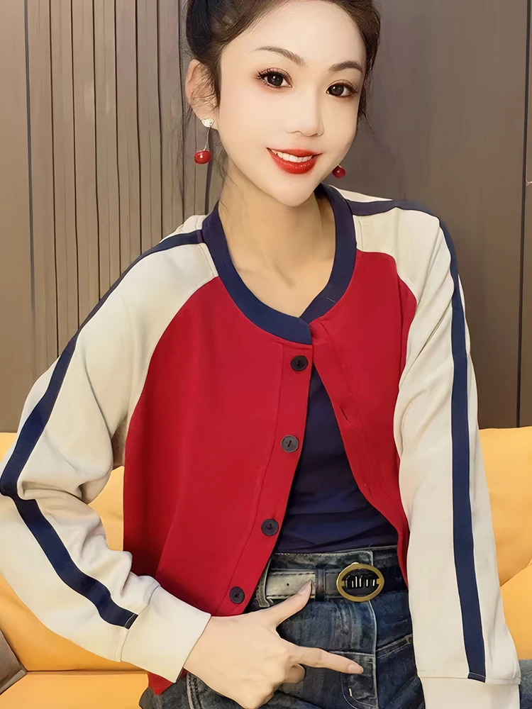 

Женская бейсбольная куртка Chic ort Fashion Fraance Sle Long Sve Top Ele, новинка высокого класса, осень 2026 г.