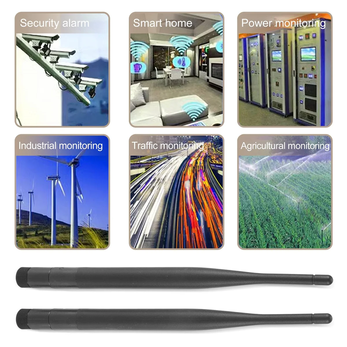 2 × 6dBi 2.4 جيجا هرتز 5 جيجا هرتز ثنائي النطاق واي فاي RP-SMA هوائي + 2 × 35 سم U.fl / IPEX كابل غني