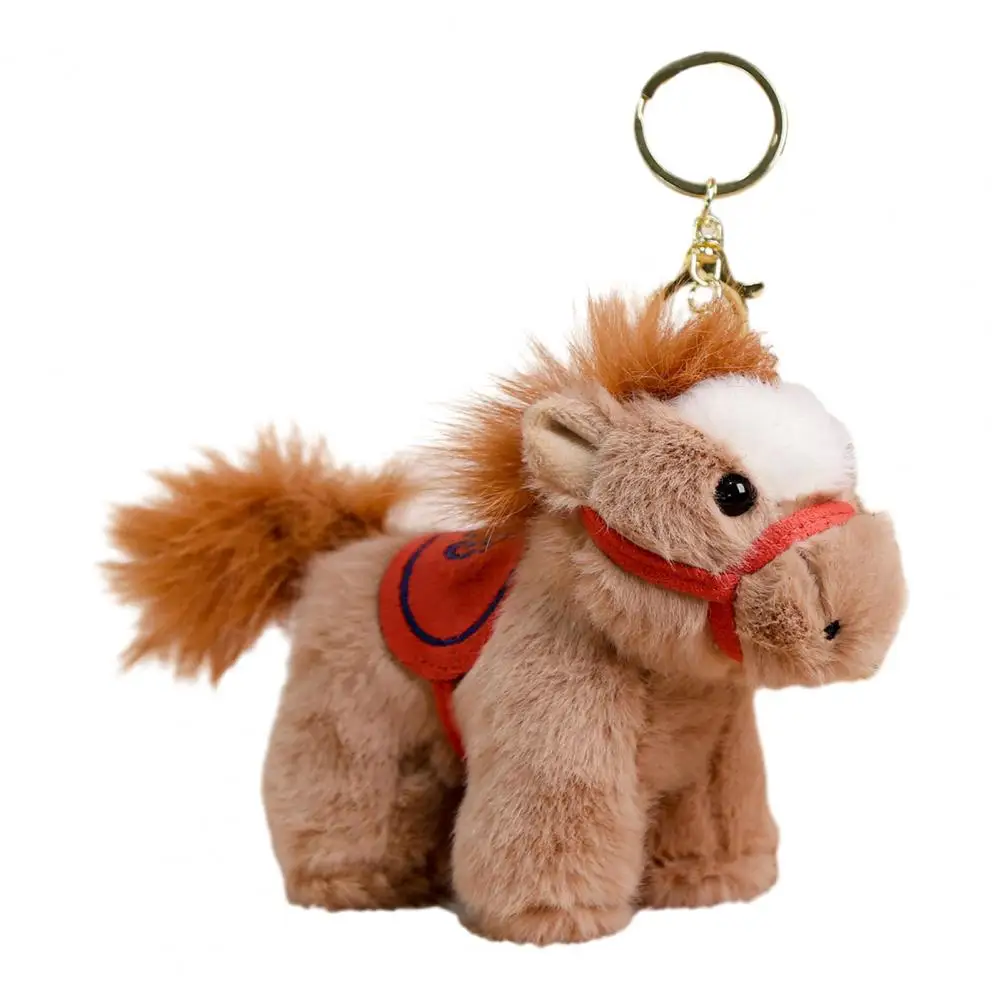 Soft Plush Doll Pony Plush Keychain Year of Horse Soft Stuffed Backpack Charm Cute Mascot Pendant Doll New Year Decoration Gift