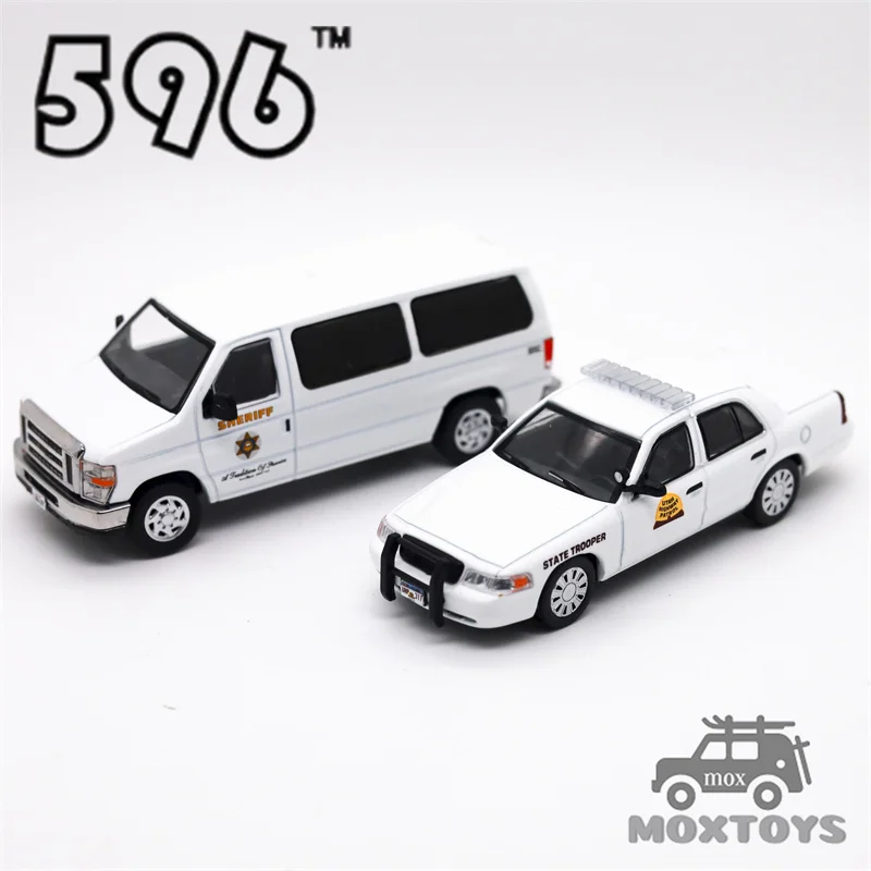 

596Модель 1:64 CV Юта State Police белый / E Los Angeles Sheriff белый Литая под давлением модель автомобиля