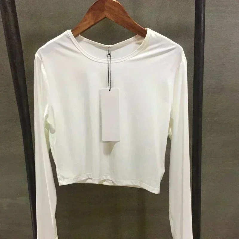 

Quick Drying Long Sleeve Yoga Shirt Fitness Women Gym Clothes Short Sport Top Elastic Breathable Training Jogging Shirt